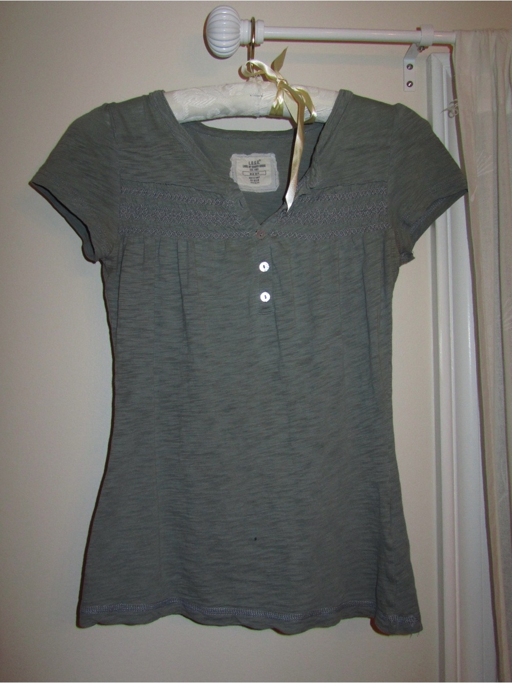 H&M Sage Green Short Sleeve Henley Tee